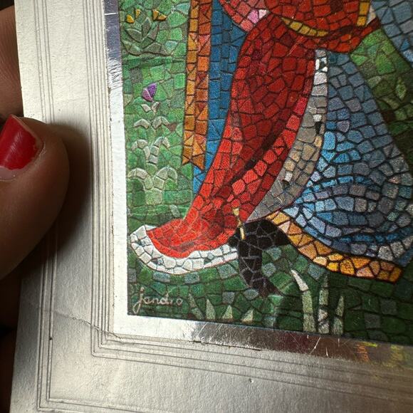 Vintage Jandro Metallic Foil Mosaic Textured Print Jesus Three Kings Nativity - Picture 3 of 7